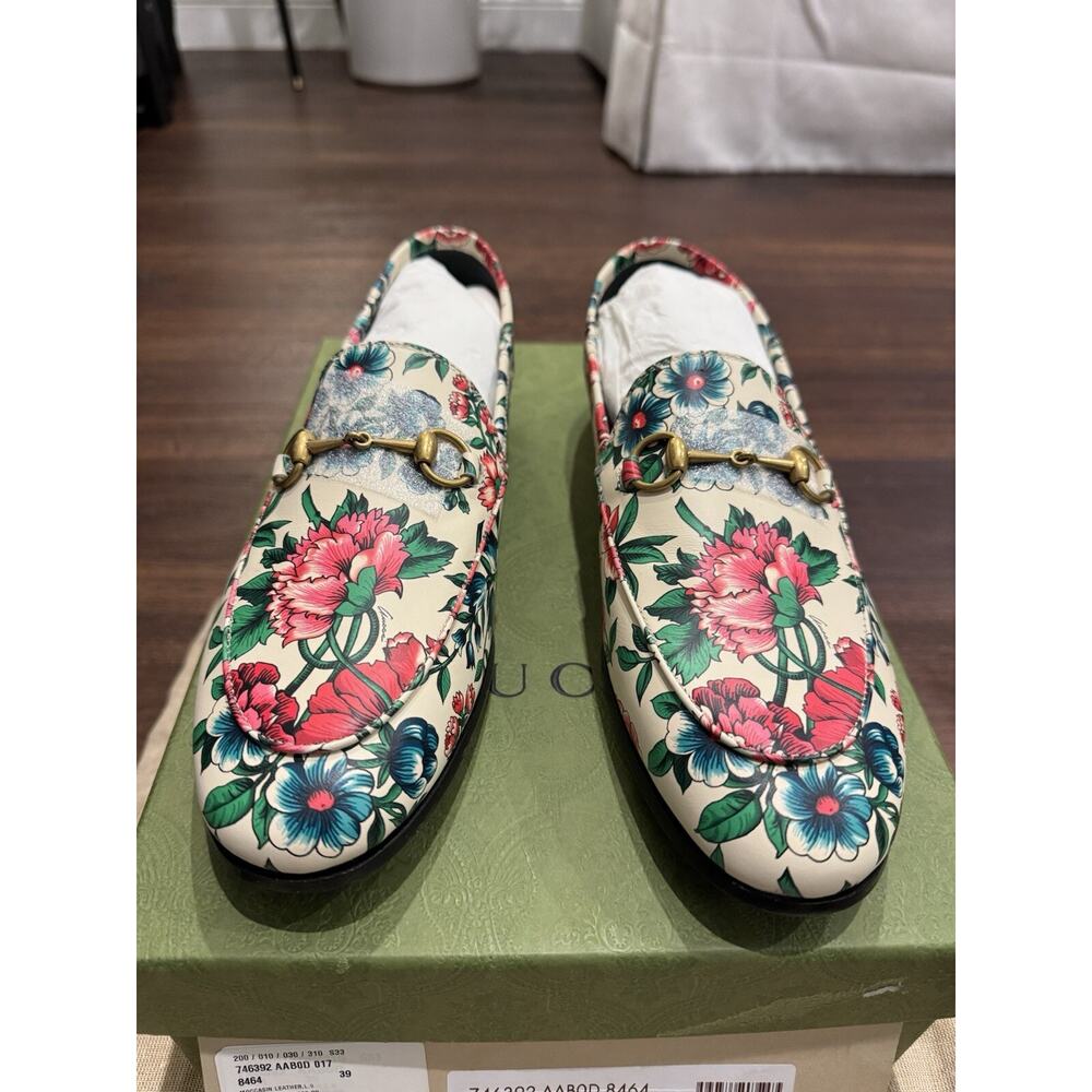 Gucci NWT Moccasin Leather Wexford Brit Roses Multicolor MSRP$1050 Size 39 - Picture 4 of 10